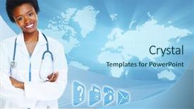  Presentation with doctor african - Presentation consisting of african-american black doctor woman over blue background background and a light blue colored foreground