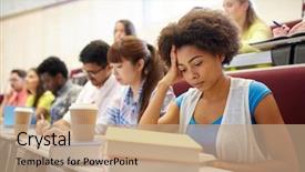  Presentation with international education - Amazing PPT layouts having african american bored woman - education high school university learning backdrop and a  colored foreground