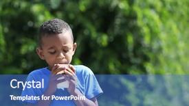  Presentation with water cup - Colorful slide set enhanced with african american boy drinking water backdrop and a teal colored foreground