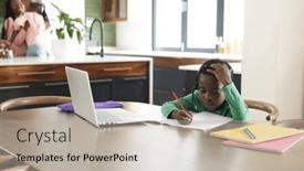  Presentation with african american - PPT layouts enhanced with african-american-boy-having-online and a mint green colored foreground