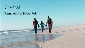  Presentation with holding hands family walking - PPT theme featuring african-american-boy-holding-father background and a light blue colored foreground