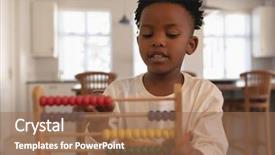  Presentation with mathematics - Presentation theme featuring african american boy learning mathematics background and a coral colored foreground