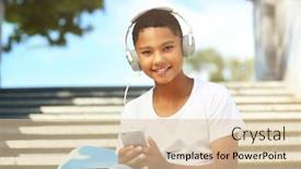  Presentation with american music - Cool new slides with african american boy listening music backdrop and a lemonade colored foreground