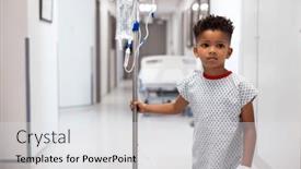  Presentation with african american patient - Slide set having african-american-boy-patient-walking background and a light gray colored foreground