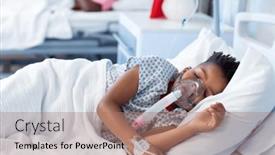  Presentation with medical ventilator - Presentation design consisting of african-american-boy-patient background and a coral colored foreground