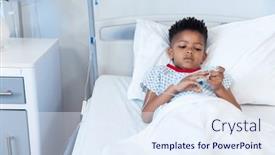  Presentation with african american patient - PPT layouts featuring african-american-boy-patient background and a sky blue colored foreground
