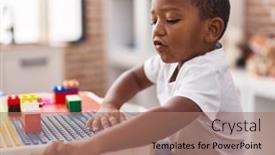  Presentation with construction - Presentation theme having african-american-boy-playing background and a coral colored foreground