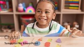  Presentation with maths - PPT theme having african-american-boy-playing background and a coral colored foreground