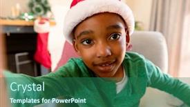 Presentation with santa - Presentation featuring african-american-boy-wearing-santa background and a ocean colored foreground