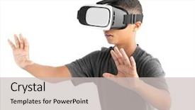  Presentation with african american children - Slides having african-american boy wearing virtual background and a light gray colored foreground