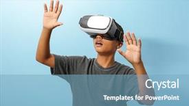  Presentation with virtual - Cool new slides with african-american boy wearing virtual backdrop and a light blue colored foreground