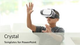  Presentation with african american children - Slide deck consisting of african-american boy wearing virtual background and a  colored foreground