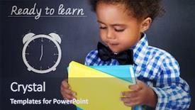  Presentation with elementary school african american female - Colorful slides enhanced with african american boy with book backdrop and a wine colored foreground