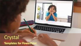  Presentation with writing-notes - Slides with african-american-boy-writing-notes background and a tawny brown colored foreground