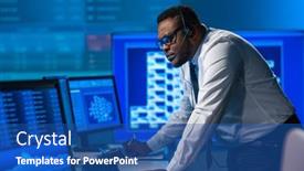  Presentation with financial markets - Slide set featuring african-american-broker-works background and a ocean colored foreground