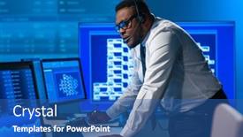  Presentation with trader - Audience pleasing PPT layouts consisting of african-american-broker-works backdrop and a ocean colored foreground