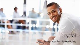  Presentation with office ergonomics man worker exercising - Audience pleasing PPT theme consisting of african american business - portrait of man in office backdrop and a mint green colored foreground