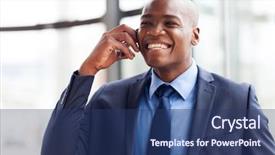  Presentation with african american in computer class business - PPT theme with african american business executive talking background and a  colored foreground