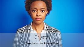  Presentation with simple business - Audience pleasing presentation theme consisting of african american business executive woman over isolated blue background with serious expression on face simple and natural looking at the camera backdrop and a light blue colored foreground