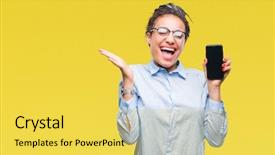  Presentation with african american business - Theme having african american business girl showing background and a  colored foreground