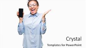  Presentation with african american and baby - Beautiful presentation theme featuring african american business girl showing backdrop and a  colored foreground