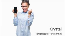  Presentation with african american in technology - PPT theme having african american business girl showing background and a  colored foreground