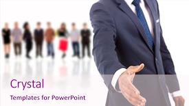  Presentation with african american business - PPT theme with african american business man offering background and a pink colored foreground