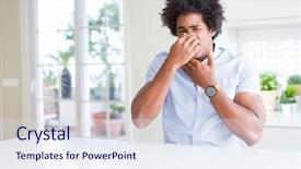  Presentation with african american business - Amazing slide set having african american business man smelling backdrop and a sky blue colored foreground