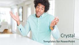  Presentation with african american in business - Presentation design consisting of african american business man wearing background and a  colored foreground