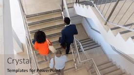  Presentation with african people - Presentation design consisting of african-american-business-people-walking background and a coral colored foreground