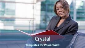  Presentation with african american in computer lab business - Theme with african american business woman reading background and a ocean colored foreground