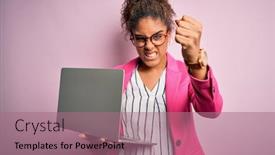  Presentation with business pink - PPT theme featuring african-american-business-woman-wearing background and a coral colored foreground