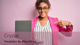  Presentation with pink business - Cool new PPT theme with african-american-business-woman-wearing backdrop and a coral colored foreground