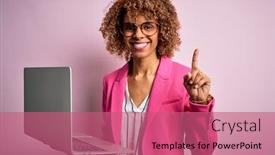  Presentation with business pink - Cool new PPT theme with african-american-business-woman backdrop and a coral colored foreground