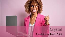  Presentation with business pink - PPT theme featuring african-american-business-woman background and a coral colored foreground