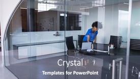  Presentation with african american meeting - Colorful PPT layouts enhanced with african-american-business-woman backdrop and a gray colored foreground