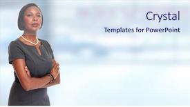  Presentation with women success - Colorful presentation enhanced with african-american business woman backdrop and a sky blue colored foreground