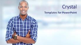  Presentation with african american - Presentation design consisting of african-american businessman over blue background and a sky blue colored foreground