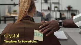  Presentation with african ethnicity - Presentation theme with african-american-businessman-putting-sticker background and a wine colored foreground