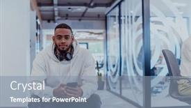  Presentation with professionalism - Theme consisting of african-american-businessman-wearing-headphones background and a seafoam green colored foreground