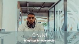  Presentation with professionalism - Presentation design consisting of african-american-businessman-wearing-headphones background and a gray colored foreground