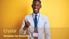  Presentation with identification card - Slide set having african-american-businessman-wearing-identification background and a red colored foreground