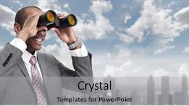 Presentation with urban - Audience pleasing presentation consisting of african-american businessman with binoculars backdrop and a light gray colored foreground