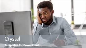  Presentation with african american in computer business - Slide set with african american businessman with computer background and a gray colored foreground