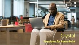 Presentation with disability office - Slide set featuring african-american-businessman-with-disability background and a coral colored foreground
