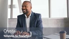  Presentation with african american business - Amazing PPT layouts having african-american-businessman-working backdrop and a ocean colored foreground