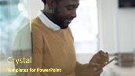  Presentation with social distancing - Presentation consisting of african-american-businessman-working background and a tawny brown colored foreground