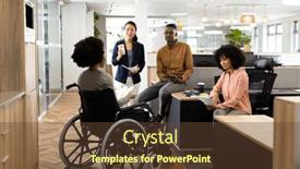  Presentation with african american business - Presentation featuring african-american-businesswoman-on-wheelchair background and a  colored foreground