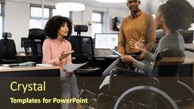  Presentation with corporation - Slides consisting of african-american-businesswoman-on-wheelchair background and a tawny brown colored foreground