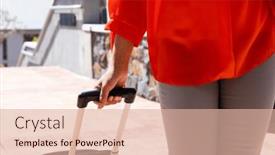  Presentation with luggage - Presentation design featuring african-american-businesswoman-walking background and a lemonade colored foreground